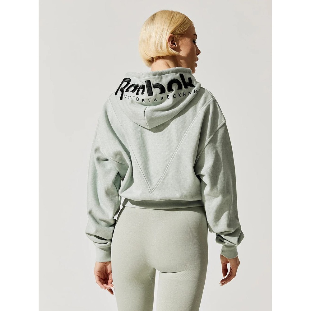 Reebok X Victoria Beckham Hoodie Small Seaspray Cropped Embroidered Logo VB